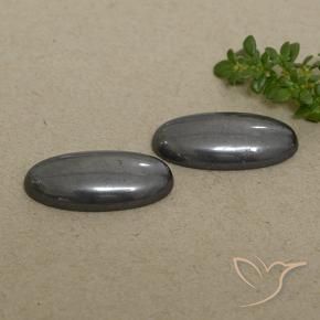 18.34 ct natürliche Schwarz-Grau Hematit-Edelsteine, Oval, Lichtundurchlässig