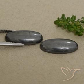 18.34 ct natürliche Schwarz-Grau Hematit-Edelsteine, Oval, Lichtundurchlässig