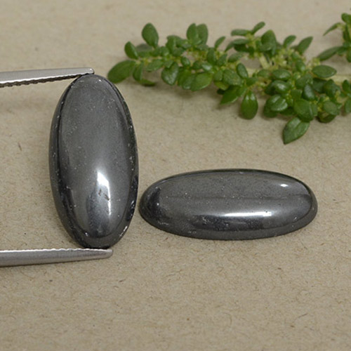 18.02 ct natürliche Schwarz-Grau Hematit-Edelsteine, Oval Schliff, Lichtundurchlässig