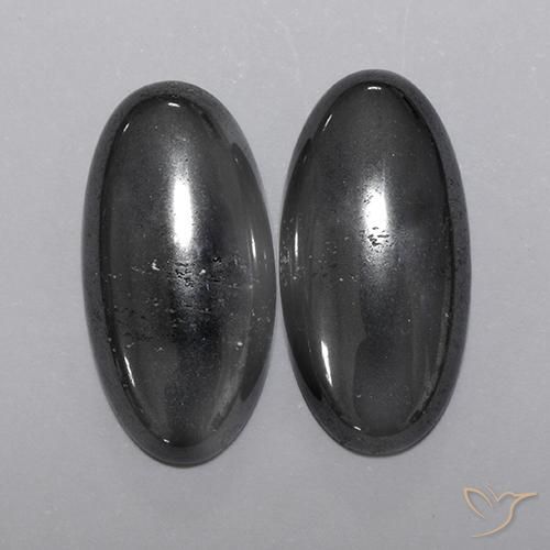 18.04ctw Natürlicher Schwarz-Grau Hematit, Oval, Lichtundurchlässig