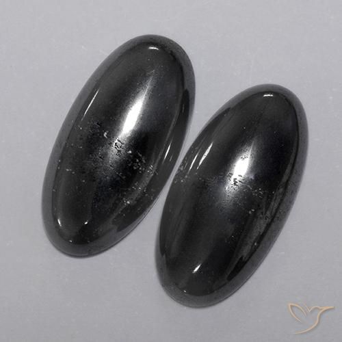 18.04 ct natürliche Schwarz-Grau Hematit-Edelsteine, Oval, Lichtundurchlässig