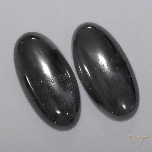 18.04 ct natürliche Schwarz-Grau Hematit-Edelsteine, Oval, Lichtundurchlässig
