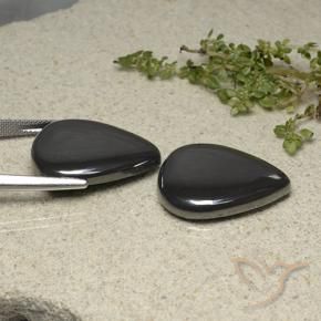 58.28 ct natürliche Schwarz-Grau Hematit-Edelsteine, Birnenform, Lichtundurchlässig