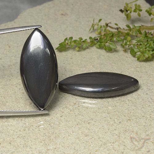 38.35ctw Natürlicher Schwarz-Grau Hematit, Marquise, Lichtundurchlässig