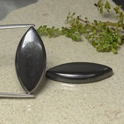 35.66ctw Natürlicher Schwarz-Grau Hematit, Marquise, Lichtundurchlässig