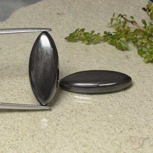 26.64ctw Natürlicher Schwarz-Grau Hematit, Marquise, Lichtundurchlässig