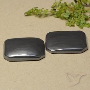 37.51 ct natürliche dunkelgrau Hematit-Edelsteine, Oktagonschliff, Lichtundurchlässig