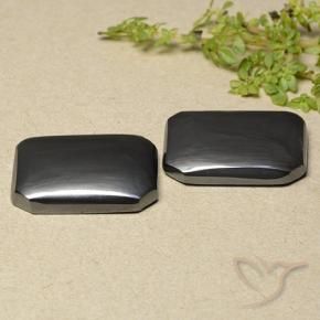 40.49 ct natürliche Schwarz-Grau Hematit-Edelsteine, Oktagonschliff, Lichtundurchlässig