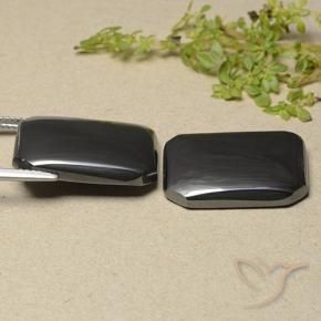 40.49 ct natürliche Schwarz-Grau Hematit-Edelsteine, Oktagonschliff, Lichtundurchlässig
