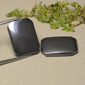 27.63 ct natürliche Schwarz-Grau Hematit-Edelsteine, Smaragdschliff, Lichtundurchlässig