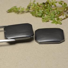 27.63 ct natürliche Schwarz-Grau Hematit-Edelsteine, Smaragdschliff, Lichtundurchlässig