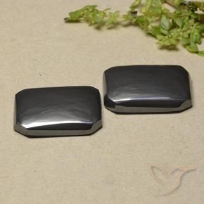 32.33 ct natürliche Schwarz-Grau Hematit-Edelsteine, Oktagonschliff, Lichtundurchlässig