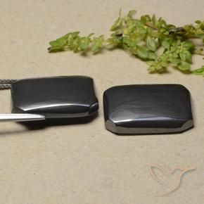 32.33 ct natürliche Schwarz-Grau Hematit-Edelsteine, Oktagonschliff, Lichtundurchlässig