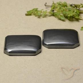 36.84 ct natürliche Schwarz-Grau Hematit-Edelsteine, Oktagonschliff, Lichtundurchlässig
