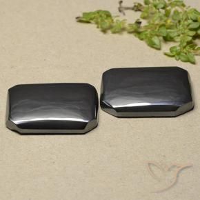 41.25 ct natürliche Schwarz-Grau Hematit-Edelsteine, Oktagonschliff, Lichtundurchlässig