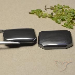 41.25 ct natürliche Schwarz-Grau Hematit-Edelsteine, Oktagonschliff, Lichtundurchlässig