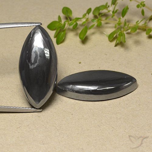 46.29ctw Natürlicher Schwarz-Grau Hematit, Marquise, Lichtundurchlässig