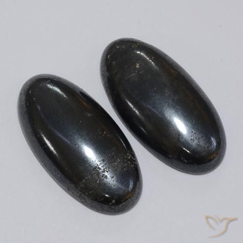 17.40 ct natürliche dunkelgrau Hematit-Edelsteine, Oval, Lichtundurchlässig