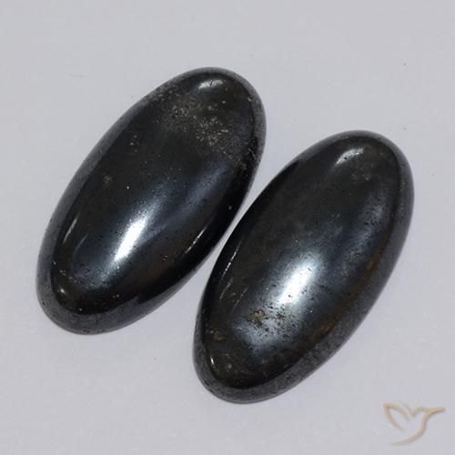 17.40 ct natürliche dunkelgrau Hematit-Edelsteine, Oval, Lichtundurchlässig