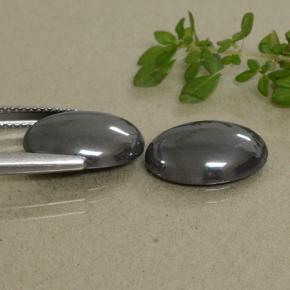 14.47 ct natürliche Schwarz-Grau Hematit-Edelsteine, Oval Schliff, Lichtundurchlässig
