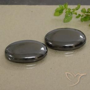 53.80 ct natürliche Schwarz-Grau Hematit-Edelsteine, Oval, Lichtundurchlässig