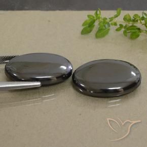 53.80 ct natürliche Schwarz-Grau Hematit-Edelsteine, Oval, Lichtundurchlässig