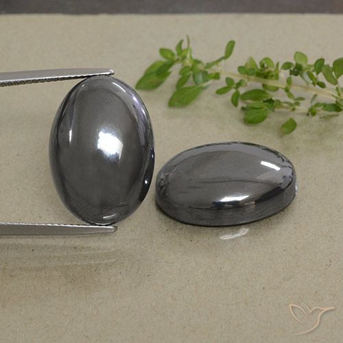 55.52 ct natürliche Schwarz-Grau Hematit-Edelsteine, Oval Schliff, Lichtundurchlässig
