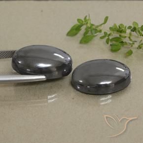 55.52 ct natürliche Schwarz-Grau Hematit-Edelsteine, Oval Schliff, Lichtundurchlässig