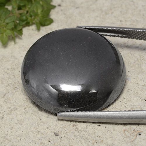 37.89ct Natürlicher Schwarz-Grau Hematit, Runden, Lichtundurchlässig