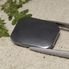 9,17 ctw natürlicher Schwarz-Grau Hematit, Smaragdschliff, Lichtundurchlässig