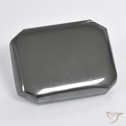 18.98ct Natürlicher Mittelgrau Hematit, Smaragdschliff, Lichtundurchlässig