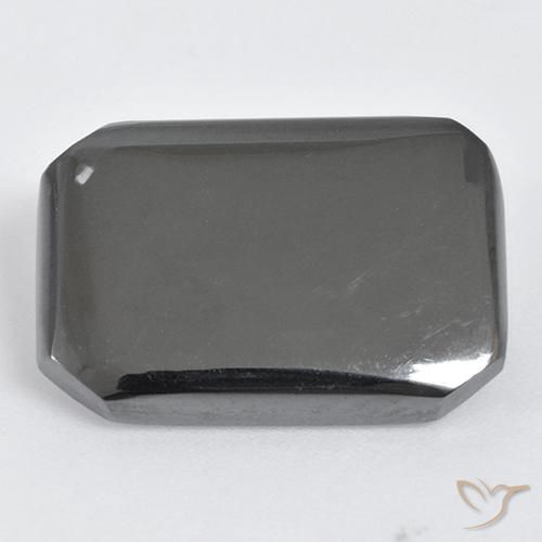 19.94ct Natürlicher Mittelgrau Hematit, Smaragdschliff, Lichtundurchlässig
