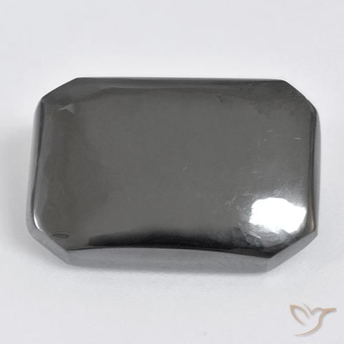 21.90ct Natürlicher Mittelgrau Hematit, Smaragdschliff, Lichtundurchlässig