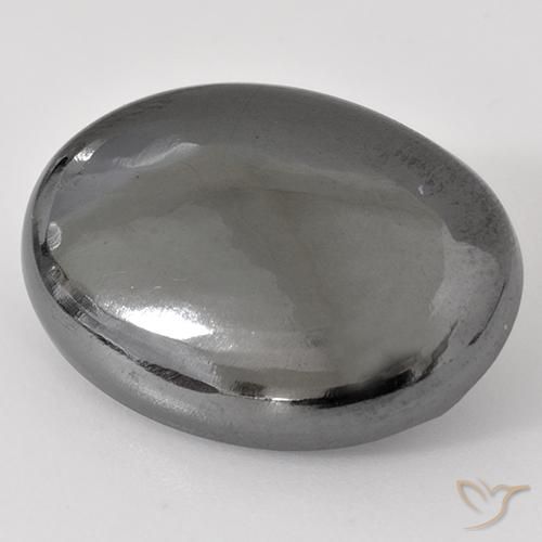 9,17 ctw natürlicher silbergrau Hematit, Oval, Lichtundurchlässig