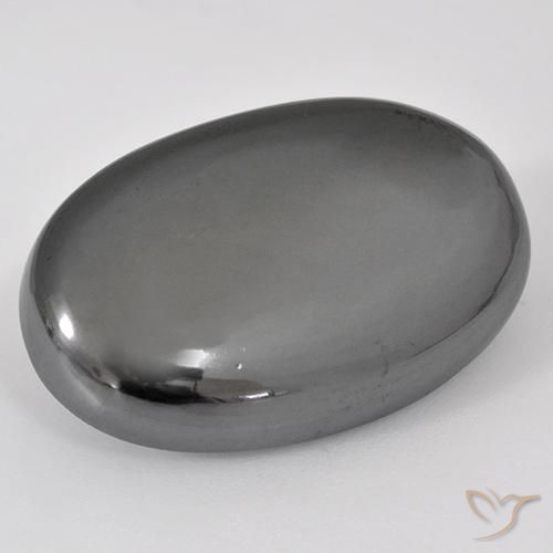 34.18ct Natürlicher silbergrau Hematit, Oval, Lichtundurchlässig
