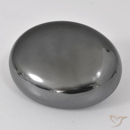 38.37ct Natürlicher silbergrau Hematit, Oval, Lichtundurchlässig
