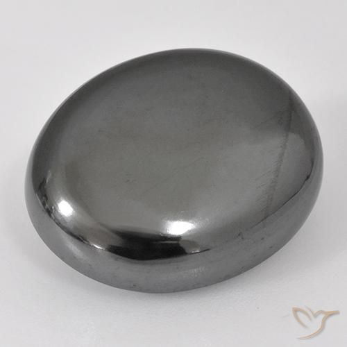 25.50ct Natürlicher silbergrau Hematit, Oval, Lichtundurchlässig
