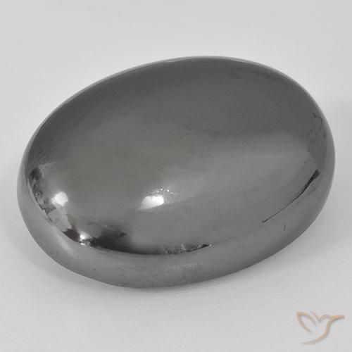 41.28ct Natürlicher silbergrau Hematit, Oval, Lichtundurchlässig