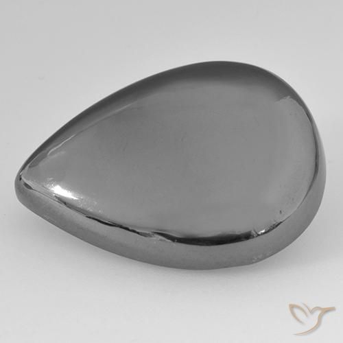 31.03ct Natürlicher silbergrau Hematit, Birnenform, Lichtundurchlässig