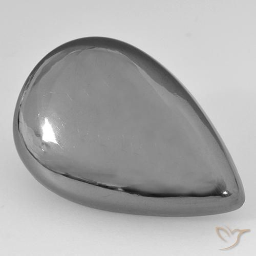 28.34ct Natürlicher Mittelgrau Hematit, Birnenform, Lichtundurchlässig