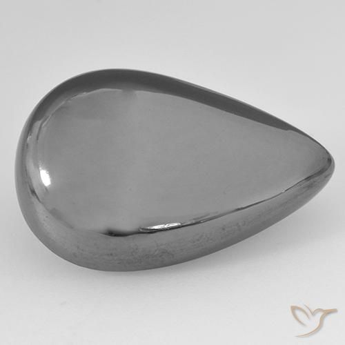 25.28ct Natürlicher Mittelgrau Hematit, Birnenform, Lichtundurchlässig