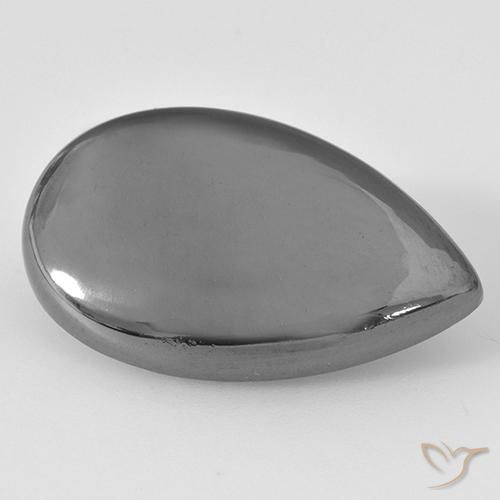 29.68ct Natürlicher Mittelgrau Hematit, Birnenform, Lichtundurchlässig