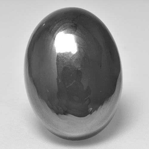 32,16 ctw natürlicher grauer Hämatit, Oval Schliff, Lichtundurchlässig