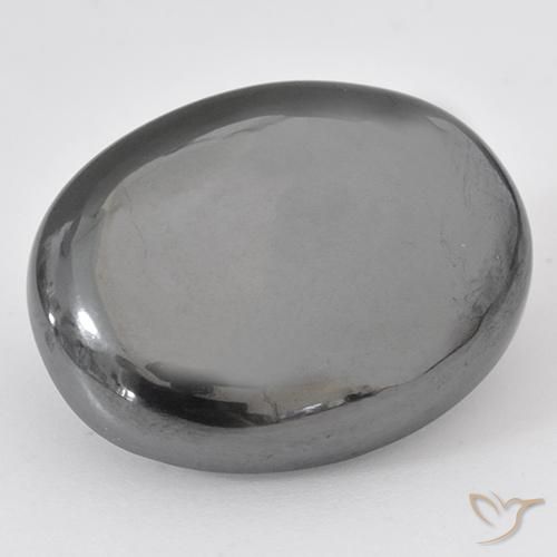 36.93ct Natürlicher silbergrau Hematit, Oval, Lichtundurchlässig