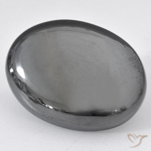 37.03ct Natürlicher silbergrau Hematit, Oval, Lichtundurchlässig