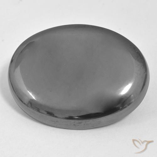 35.72ct Natürlicher silbergrau Hematit, Oval, Lichtundurchlässig