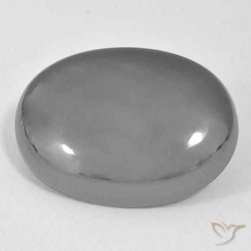 36.77ct Natürlicher silbergrau Hematit, Oval, Lichtundurchlässig