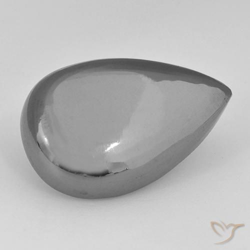 33.84ct Natürlicher silbergrau Hematit, Birnenform, Lichtundurchlässig