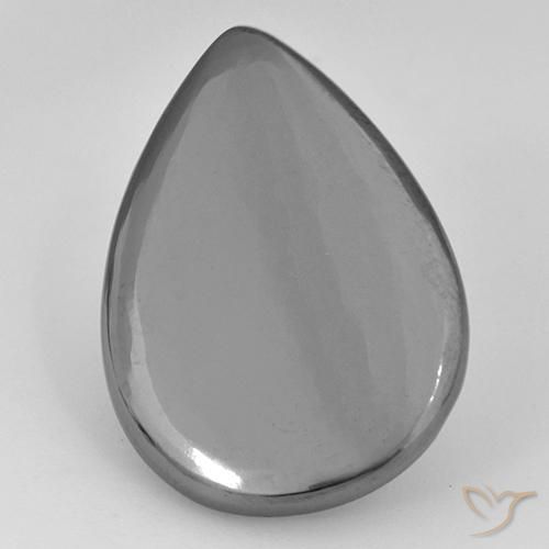 18.31ct Natürlicher silbergrau Hematit, Birnenform, Lichtundurchlässig