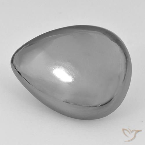 26.63ct Natürlicher silbergrau Hematit, Birnenform, Lichtundurchlässig